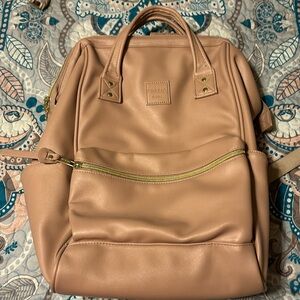 Pink leather book bag